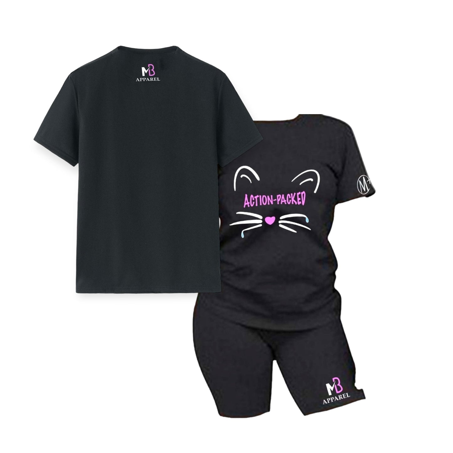 Ladies MB ( Action Packed) T-shirt + Biker shorts Set